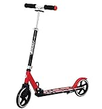 Best Sporting Scooter 205er Rolle, City-Roller mit großer Trittfläche, Klapp-Ständer und Schaumstoff-Griffen, Tretroller in rot/schwarz - neues Modell 2021