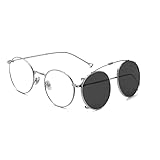 kachawoo Flip-up Gläser mit polarisierten Sonnenbrillen Lens Clip auf Sonnenbrillen für Männer Frauen Grün Rosa Blau Multifunktionsrahmen (silver with black)