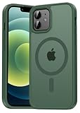 Natiiozie Magnetisch Hülle Kompatibel mit iPhone 12 Mini/iPhone 13 Mini, Matt Handyhülle Kompatibel mit MagSafe, Stoßfest Kratzfest Schutzhülle Nie Vergilbung Rückseite Dünn 5.4 Zoll Case Grün
