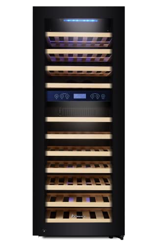 Kalamera Weinkühlschrank 2 Zonen, 73 Flaschen, 200Liter, großes LCD-Display, Temperaturzonen 5-10°C/10-18°C, Kompressor, KRC-200BFG