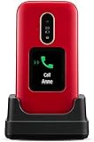 Doro 6881 4G Entsperrtes Flip-Handy für Senioren mit Sprachtasten, Externe Anzeige, Kamera, Assistentaste und Ladestation [Deutsch Version] (Rot)