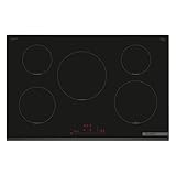 Bosch PIV831HC1E Serie 6, Smartes Induktionskochfeld 80 cm, Rahmenlos aufliegend, Dunstabzugshauben-Steuerung, Bratsensor Assist, Favoriten-Taste, Einfache Bedienung, Power Boost, Quick Start, Schwarz
