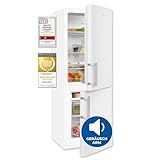 Exquisit Kühl-Gefrierkombination, Kühlschrank mit Gefrierfach, 4-Sterne-Gefrieren, 173 Liter, Alarm-Funktion, Kühl Gefrierkombination freistehend, KGC5233-60-HE-040D weiss