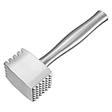 YOtat Fleischklopfer, Edelstahl, schwer, stabil, doppelseitig, Haushalts-Fleischklopfer, Fleischhammer mit gebogenem Griff, zum Kochen