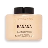 Makeup Revolution, Loose Baking Powder, Verlängert das Tragen von Makeup, Makeup Setting Powder, Banane, Für mittlere Hauttöne, 32g