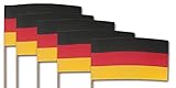 Deutschland Qualitäts-Fähnchen am Holzstab mit Länder Flaggen - 10 Stück im Sparpack