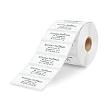 GoodMarkt selbstklebende personalisierte Adressetiketten | 46x17 mm, ab 50 Labels/Rolle, weißes Papier | bestehend aus 1 bis 5 Zeilen mit Ihrem Wunschtext | Namensaufkleber für Briefe, Schulsachen