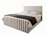 Masseno Boxspringbett Arion 180x200 cm Komplett-Set mit Matratze und Topper, Polsterbett mit Zwei Bettkästen -Beige, Paros 02