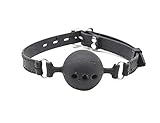 Fetish Sex Spiele Knebel Silikon. Mundknebel Silikon Ball Gag mit Luftlöchern (Medium Ø 4.5cm / Schwarz), Verstellbarer Ballknebel