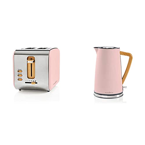 Toaster | Soft Touch Serie | 2 Steckplätze | Bräunungsstufen: 6 | Auftaufunktion | Pink & Elektrische Wasserkocher - Soft-Touch - Minimiert Kalkablagerungen - Drehsockel 0.80 m - 1,7 L - Rosa
