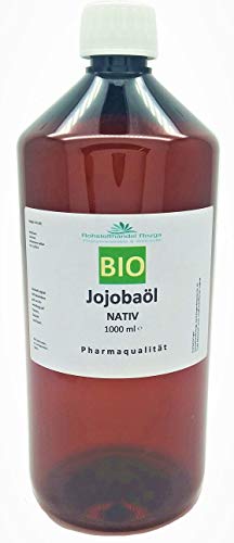BIO Jojobaöl - 1 Liter - kaltgepresst NATIV Pharmaqualität, inkl. Dosierpumpe 1 Liter Jojoba Öl