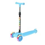 XUQEAYWD Kinder Kickroller, 73x23x56cm Kinder Roller Faltbar Mit Rutschfester Griff Und LED Blinklicht, Scooter Höhenverstellbarer, Roller Für Jungens Und Mädchen Ab 3 Jahre