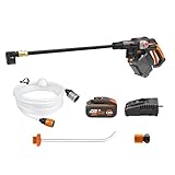 WORX WG633E Hydroshot Akku-Hochdruckreiniger 20V - 56 Bar Max. Druck - multifunktional zur Reinigung & Bewässerung - leistungsstarker bürstenloser Motor - 5-in-1 Druckdüse - inkl. 4Ah Akku & Ladegerät