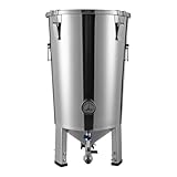 Begoniape Bierbrauanlage, Bierbrauset Brauanlage mit Thermometer, Edelstahl Gärbehälter 32L, Konischer Gärbehälter Braukessel Bier-Selbstbrauset, Ventil, Zapfhahn, Skalaluftdichter Deckel