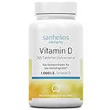 Sanhelios Sonnenvitamin D - 1000 I.E. Vitamin D3 - Unterstützt Knochen, Zähne, Muskeln und Immunsystem* - 365 Microtabletten Jahresvorrat - Nur Premium Zutaten - Hergestellt & geprüft in Deutschland