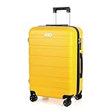 TANTOMI Koffer Groß, Reisekoffer Hartschalenkoffer, Koffer & Trolley mit Passwortsperre, Hartschale Suitcase mit 4 Rollen(Mango)