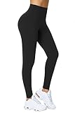 Enjoyoga Leggings Damen High Waist [mit Innentasche] -Blickdicht Sporthose Laufhose für Sport Yoga Gym -03(S-M, Schwarz)