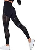 ILESTDG Leggings Kompressionshose Damen für Sport,Gym - High Waist Booty Scrunch Butt Yoga Hosen, Mode-Leggings (Reines Schwarz,L)