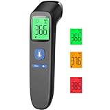 Fieberthermometer für Babys Kinder Erwachsene, Kontaktloses Stirnthermometer, Digitales Infrarot Thermometer mit sofortigen genauen Messwerten, Fieberalarm, LCD-Anzeige und 35 Speicherabruf,Schwarz