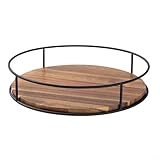 Chic Wood Lazy Susan Organizer, drehbare Aufbewahrung, Massivholz-Aufbewahrung, rundes Tablett, Gewürzflaschen-Glas, drehbares Tablett, für Gewürze und Gewürze