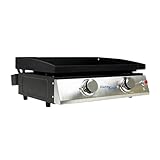 Flame King YSNFM-HT-120DB Doppelbrenner Flat Top Outdoor BBQ Grill, Tragbare Propangas-Grillplatte für Camping und Heckklappe, 55,9 cm, Schwarz