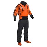 Hcclijo Herren Kajak Trockenanzug Wasserdicht Latex Orange Trockenanzug Ganzanzug Expedition Paddeln Rafting SUP Abenteuer Orange 3XL