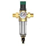 Vocdikficy Rückspülfilter mit Druckregler und Manometer, 3/4 Hausanschluss, Mehrweg-Druckregler