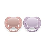 Philips Avent Ultra Soft Schnuller - 2x Weicher und elastischer Schnuller für 0-6 Monate ohne Bisphenol A, inkl. Sterilisatoretui (Modell SCF091/31)