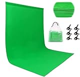 Miorkly Greenscreen 1,8×2,8m Fotohintergrund,Verdicken Grünes Tuch Background, Faltbare Green Screen Rollup Stoff Foto Hintergrund mit 6 Stück Clip(Backdrop-Halterung Nicht enthalten)