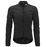 Wulibike Fahrradjacke Herren Windbreaker Wasserdichte leichte verpackbare Jacke mit Taschen und reflektierenden Streifen Schwarz L