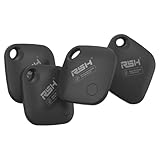 RSH Android Smart Tag - 4Pack, Schlüsselfinder Key Finder kompatibel mit Google Mein Gerät Finden APP (Android NUR), Bluetooth Key Finder für Gepäck/Taschen/Koffer/Brieftasche, Schwarz