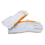 NUOBESTY 1Paar Hitzebeständige Schweißhandschuhe Kuhspaltenleder für Mig Schweißen Vielseitig Einsetzbar für Gartenarbeit Bau und Elastisch und Atmungsaktiv