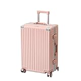 DWZXL Koffer Herren- und Damen-Aluminiumrahmen-Universal-Radkoffer, PVC-Trolley, 20-Zoll-Boarding-Koffer Koffer Hartschale(Pink)