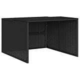 vidaXL Mähroboter Garage, Rasenroboter Überdachung mit Stahlrahmen, Wetterfest Dach Unterstand für Rasenmäher, Rasenmähroboter Garage, Schwarz 86x90x52/57cm Poly Rattan