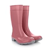 LEMIGO Damen Gummistiefel Wasserdicht Hohe Regenstiefel Gartenschuhe 967 Ilse (Puderrosa, 39)