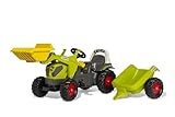Rolly Toys rollyKid CLAAS AXOS 240 Trettraktor mit Anhänger + Frontlader (für Kinder von 2,5-5 Jahre, einstellbare Kettenspannung, Heckkupplung) 02 516 9, grün