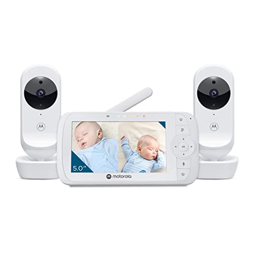 Motorola VM35-2 / Ease 35-2 Babyphone mit 2 Kameras 5,0 Zoll Video Baby Monitor HD Display - Nachtsicht, Zwei-Wege Kommunikation, Wiegenlieder, Zoom, Raumtemperatur - Weiß