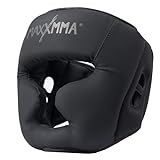 MaxxMMA Box-Kopfschutz, Verstellbarer Rundum-Schutzkopfschutz mit Stirnband, MMA-Training, Muay Thai, Sparring, Kampfsport, Karate(Schwarz, M)