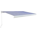 vidaXL Kassettenmarkise Manuell Gelenkarmmarkise Markise Vollkassettenmarkise Sonnenschutz Garten Terrasse Balkon 400x300cm Blau Weiß