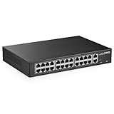 MokerLink 24 Port PoE Switch, 2 Gigabit Uplink, 300W IEEE802.3af/at, VLAN & Extend, Metall Rackmount Unmanaged Plug and Play Ethernet Switch
