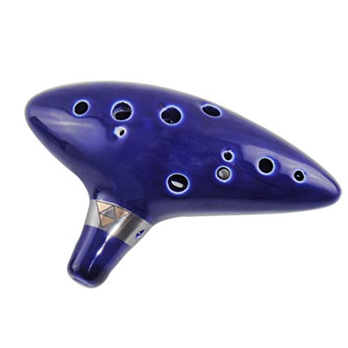Milisten 12 Löcher Okarina Alt C Keramik Okarina Flöte mit schwarzem verstellbarem Umhängeband Wind Musik Instrument Geschenk Blau