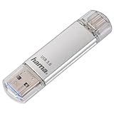 Hama 128GB USB-Speicherstick mit USB 3.0&USB 3.1-Type-C (2-in-1 USB-Stick, z.B.für Android Handy, Tablet, Computer, Notebook, MacBook, OTG, 40MB/s) USB-Typ-C Handy-Stick, Doppel Memory-Stick silber