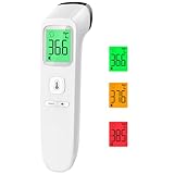 Fieberthermometer Kontaktlos Stirnthermometer, Digitales Infrarot Thermometer für Babys und Erwachsene mit sofortigen genauen Messwerten, Fieberalarm, LCD-Anzeige und 35 Speicherabruf (Weiß)