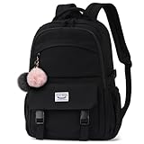 HEROIC KNIGHT Schulrucksack Jungen Mädchen Groß Rucksack Damen Herren Wasserdicht mit Laptopfach 15,6 Zoll Backpack Leicht Schultasche Daypack Anti-Diebstahl, für Schule Arbeit Reise-Schwarz