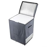 Schutzabdeckung für Gefrierschrank, Oxford-Stoff, 2,5 m³, wasserdicht, für den Außenbereich, mit Öffnung, Aufbewahrungsfach (grau 55,88 x 63,5 x 85,09 cm)