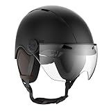 CASR Style - Urbaner Lifestyle-Helm für Fahrrad & E-Scooter - Transparentes Visier & abnehmbare Ohrpolster - Optimaler Komfort für Damen & Herren - Metallic Schwarz - Größe M