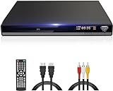 DVD-168 Kompakt HD DVD Player für TV HDMI AV Ausgang mit Kabel Enthalten, 1080P DVD-CD-Player mit USB Eingang, Alle Regionen Frei, Fehler Korrektur, Integriertes PAL NTSC-System