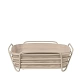 Brotkorb - DELARA - groß | Farbe Nomad | Moderner Brotkorb mit Baumwolleinsatz | Ideal für Brötchen & Gebäck | Stilvolles Design in Beige | waschbar | 26 x 26 x 9 cm
