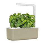 Click and Grow Smart Garden 3 Indoor Kräutergarten (enthält 3 Basilikum Pflanzenschoten), beige, 30 x 10 x 28 cm