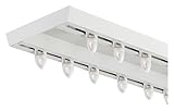 Deckenvorhangschiene，Vorhangschiene， Vorhangschiene, Raumteiler, Krankenhausvorhang, Deckenmontage, doppelte Vorhangschiene, Champagnerweiß, Aluminiumlegierung, Raumteiler-Vorhangstange(White,500cm/16